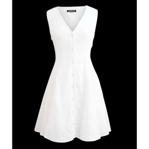 J.Crew mini dress in linen fit flare old money quiet luxury‎ beach Y2K 90s sz 8